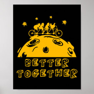Poster Meilleur ensemble chat poulet tandem bicyclette vé
