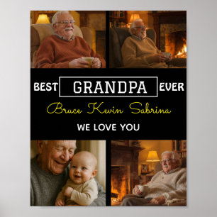 Poster Meilleur Grand-Père du Monde Collage de Photos