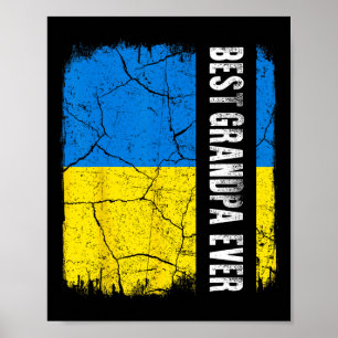 Poster Meilleur Grand-Père Ukrainien Ever Drapeau de l'Uk