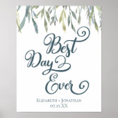 Poster Meilleur Jour Ever Elegant Aquarelle Mariage (Devant)