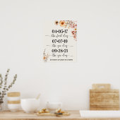 Poster Meilleur jour Mariage Date Oui Jour Automne Fleurs (Cuisine)