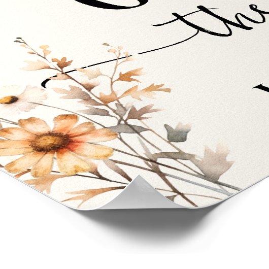 Poster Meilleur jour Mariage Date Oui Jour Automne Fleurs (Coin)
