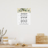 Poster Meilleur jour Mariage Date Oui Jour Eucalyptus Gol (Cuisine)