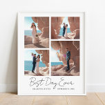 Poster Meilleur Jour Pour Les Nouveaux Mariés Mariage 4 P<br><div class="desc">Ce design imprimé Ajouter votre propre Best Day Ever Newlyweds Mariage 4 Photo Collage Imprimer Poster qui peut être customisé avec votre texte. Cliquez sur le bouton "Customiser" et utilisez notre outil de conception pour modifier ce modèle. Découvrez le magasin Graphic Art Design pour d'autres produits qui correspondent à ce...</div>