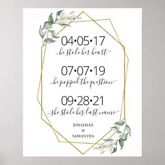 Poster meilleur jour signe mariage date oui jour verdure (Devant)