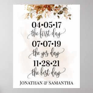 Poster Meilleur Mariage de jour Date Oui Jour Automne Euc