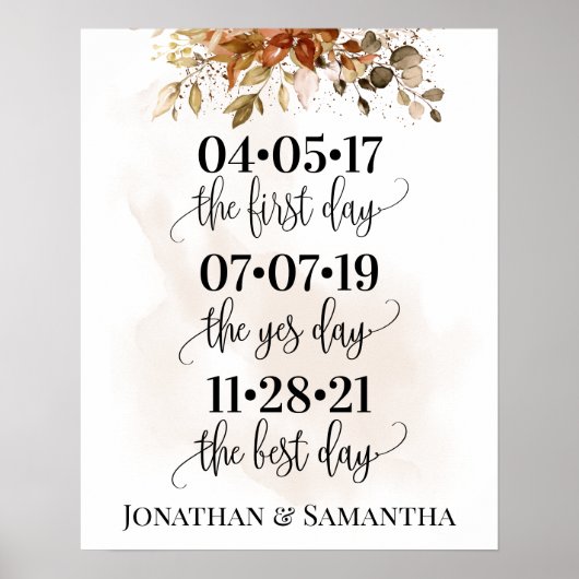 Poster Meilleur Mariage de jour Date Oui Jour Automne Euc (Devant)