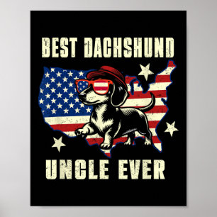 Poster Meilleur oncle teckel ever Drapeau américain 4 jui