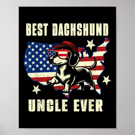 Poster Meilleur oncle teckel ever Drapeau américain 4 jui (Devant)