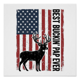 Poster Meilleur Pap à Bucker Ever Drapeau de Cerf Vintage