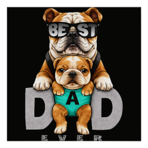 Poster Meilleur papa bouledogue de tous les temps – Cute