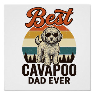 Poster Meilleur Papa Cavapoo Vintage Design de T-shirt de