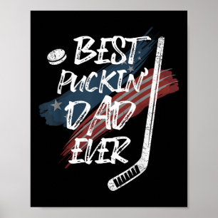 Poster Meilleur Papa de Hockey sur glace T-shirt Drapeau 