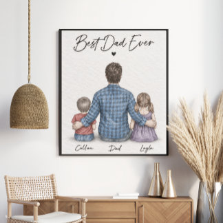 Poster Meilleur Papa de Tous les Temps Portrait Personnal