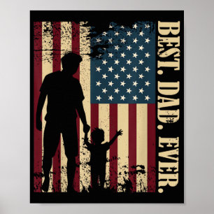 Poster Meilleur Papa du Monde Avec Nous Drapeau Américain