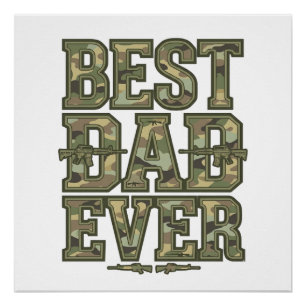 Poster Meilleur Papa Jamais Camo Design de Gravure Vintag