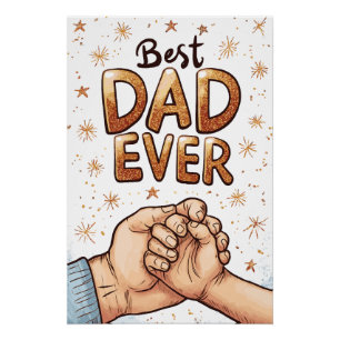 Poster Meilleur papa jamais - Fête des pères Bond Art