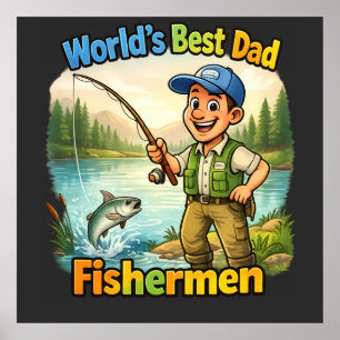 Poster Meilleur Papa Pêcheur au Lac Idée Cadeau Drôle