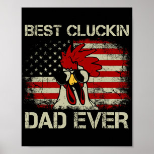 Poster Meilleur Papa Poulet Américain Drapeau 4a