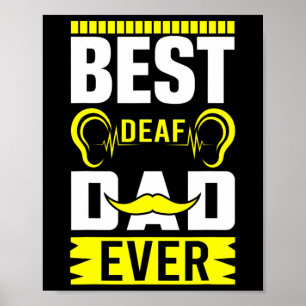 Poster Meilleur Papa Sourd Asl Hommes Sign Language Sourd