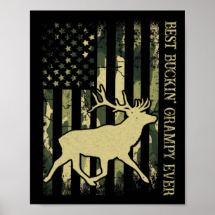 Poster Meilleur Papi Buckin' Hommes Ever Camo Drapeau Amé