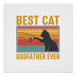 Poster Meilleur Parrain de Chat Vintage Conception de Vec