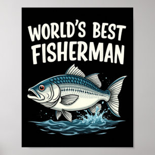 Poster Meilleur passionné de pêche pêcheur du monde