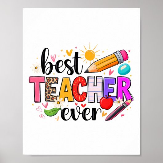 Poster Meilleur Prof Ever Retour à l'École Mignon Enseign (Devant)
