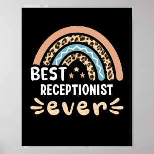 Poster Meilleur réceptionniste jamais Leopard Rainbow Gif