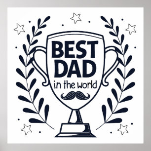 Poster Meilleur Trophée Papa - Cadeau de fête du Père
