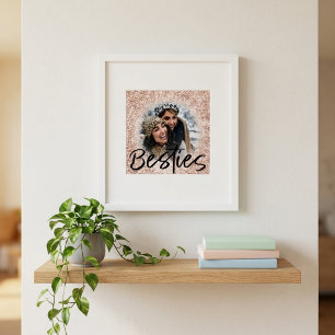Poster Meilleure amie Rose Gold Paillettes Photo