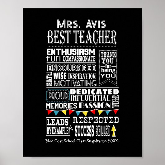 Poster Meilleure appréciation des enseignants merci de vo (Devant)