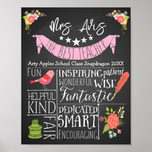 Poster Meilleure appréciation du professeur floral oiseau
