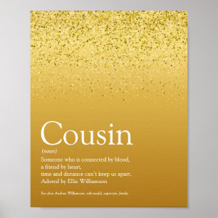 Poster Meilleure Cousine Ever Définition Paillettes Dorée