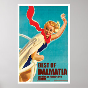 Poster Meilleure Dalmatie, Croatie, fille sur un bateau d
