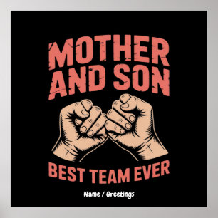 Poster Meilleure équipe Mère et Fils Joyeux fête des mère