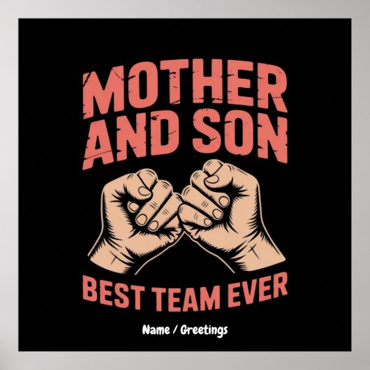 Poster Meilleure équipe Mère et Fils Joyeux fête des mère (Devant)