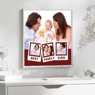 Poster Meilleure Famille Jamais Collage Personnalisé Roug