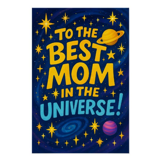 Poster Meilleure maman dans l'univers - Fête des mères co (Devant)