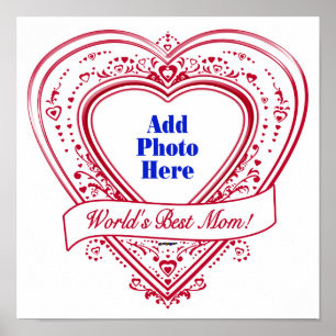 Poster Meilleure maman du monde ! Photo Red Hearts