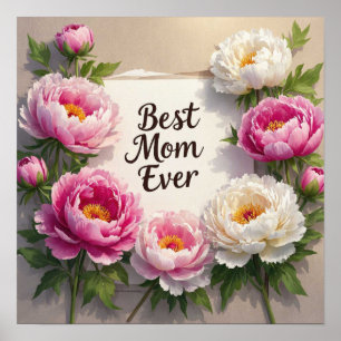 Poster Meilleure Maman Ever"Peines peintes à la main et c