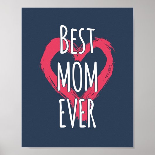 Poster Meilleure maman jamais amour Typographie du coeur (Devant)