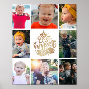 Poster Meilleure Maman Jamais Collage Photo Or Souvenir A
