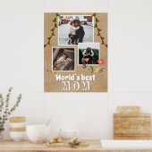 Poster Meilleures fleurs maman du monde Vieux papier 3 ph (Cuisine)