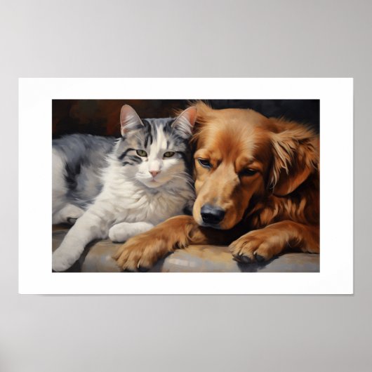 Poster Meilleurs amis Chat et Chien (Devant)