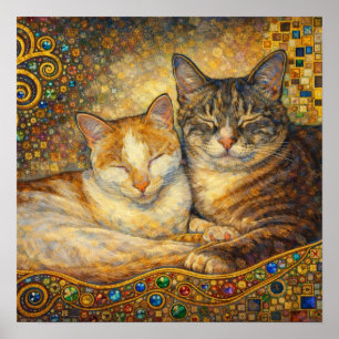Poster Meilleurs amis chats inspirés de Klimt