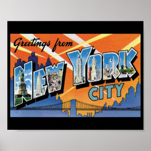 Poster Meilleurs voeux de New York City Retro Postcard