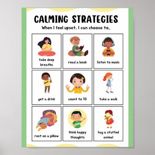Poster MEKIMI - Stratégies de calmer illustrées et coloré (Devant)