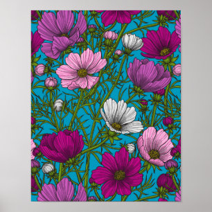 Poster Mélange cosmos bleu