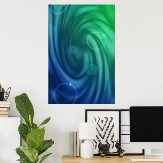 Poster Mélange De Couleurs Bleu Et Vert Doux Vortex (Bureau à domicile)